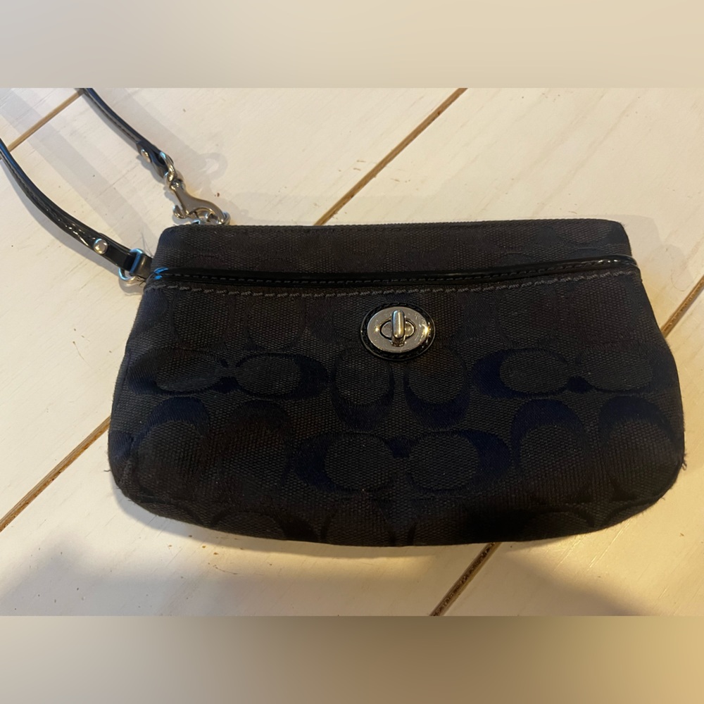 Coach Black signature wristlet